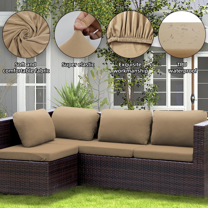 SUKAIKEQA Outdoor Cushion Covers Set,8PCS Waterproof Patio Furniture Couch Seat Slipcovers, Replacement for Sofa Sectional Chair(Coverï¼ŒOnly) - Image 4