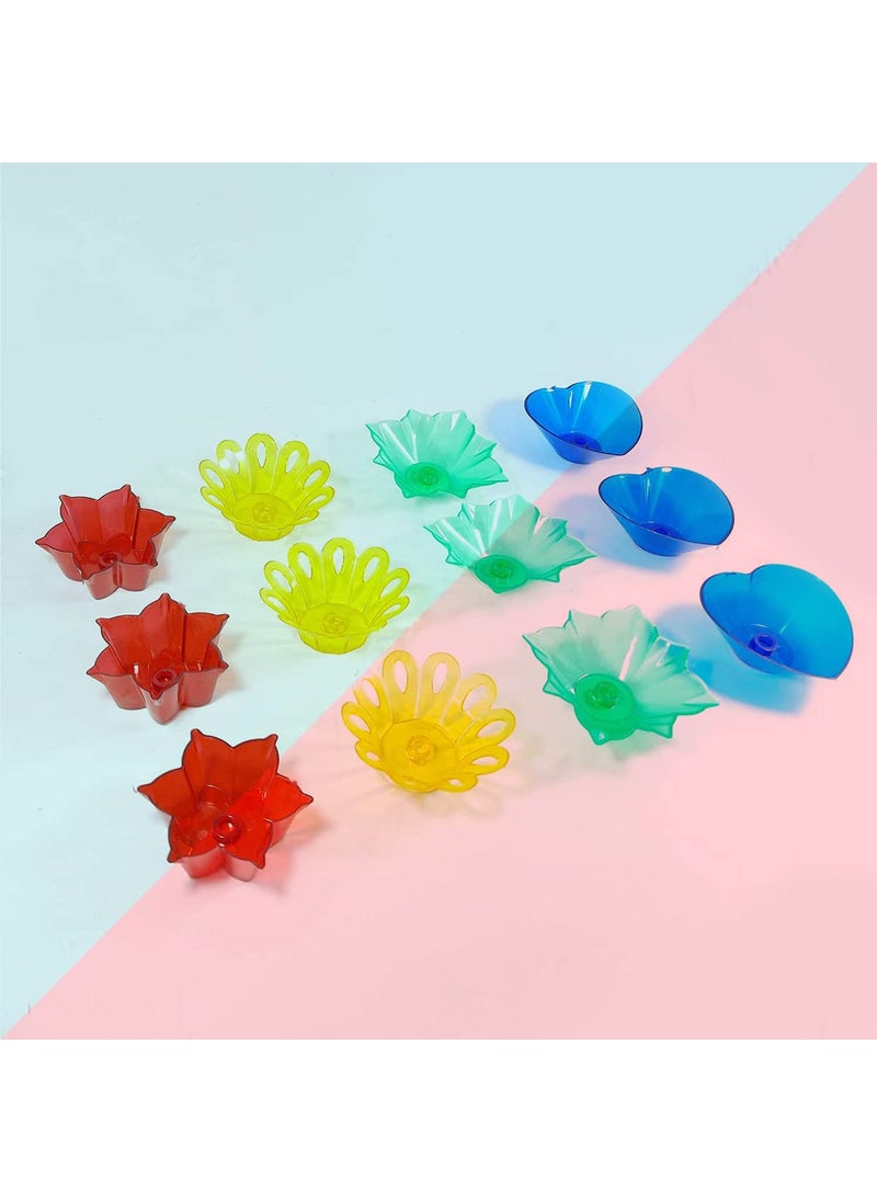 Primelife Primelife Plastic Designer Transparent Diya Colorful Reflection Diya Combo Multicolor Oil Diye for DecorationDiyas Set of 12  - Image 1