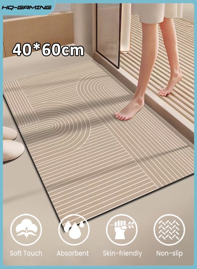 إتش كيو جيمنغ سجادات الحمام المضادة للانزلاق، سجادات أرضية ماصة، سجادات مطاطية غير قابلة للانزلاق، سجادات أرضية لحوض المطبخ، سجادات غير قابلة للانزلاق، قابلة للغسل، سجادات مريحة لحمام الغرفة، سجادة أنيقة لمقعد الدش 40*60 سم - Image 1