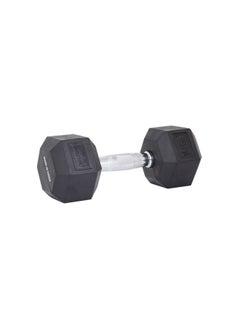 10 kg Rubber Coating Hex Shape Textured Handle Dumbells Black and Silver BW-460-10KG