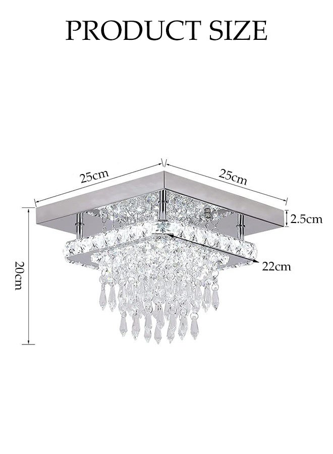 DUNISO Crystal Ceiling Light，Flush Mount Tricolor Crystal Ceiling Lights，Modern Luxury Square Crystal Chandelier，for Kitchen Bedroom Hallway Dining Room - Image 2