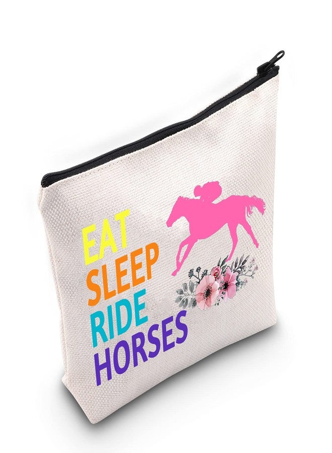 LEVLO Horse Riding Cosmetic Bag Horseback Riding Gift Eat Sleep Ride Horses Makeup Zipper Pouch Bag Horse Racing Merchandise (Eat Sleep Ride Horses) - Image 1