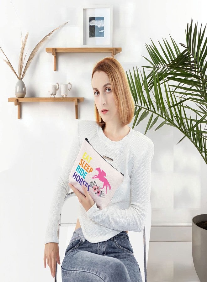 LEVLO Horse Riding Cosmetic Bag Horseback Riding Gift Eat Sleep Ride Horses Makeup Zipper Pouch Bag Horse Racing Merchandise (Eat Sleep Ride Horses) - Image 4