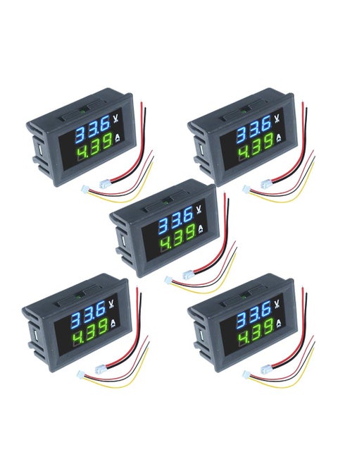 diymore 5PCS 0.28" Volt Amp Meter Digital Voltmeter Ammeter DC 100V 10A Waterproof Dual Display Current Voltage Meter Mini Ammeter Voltmeter 3 Bits Dual LED Display Panel(Blue-Green)