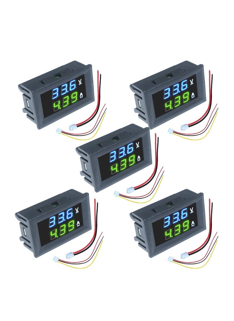 diymore diymore 5PCS 0.28" Volt Amp Meter Digital Voltmeter Ammeter DC 100V 10A Waterproof Dual Display Current Voltage Meter Mini Ammeter Voltmeter 3 Bits Dual LED Display Panel(Blue-Green)  - Image 1
