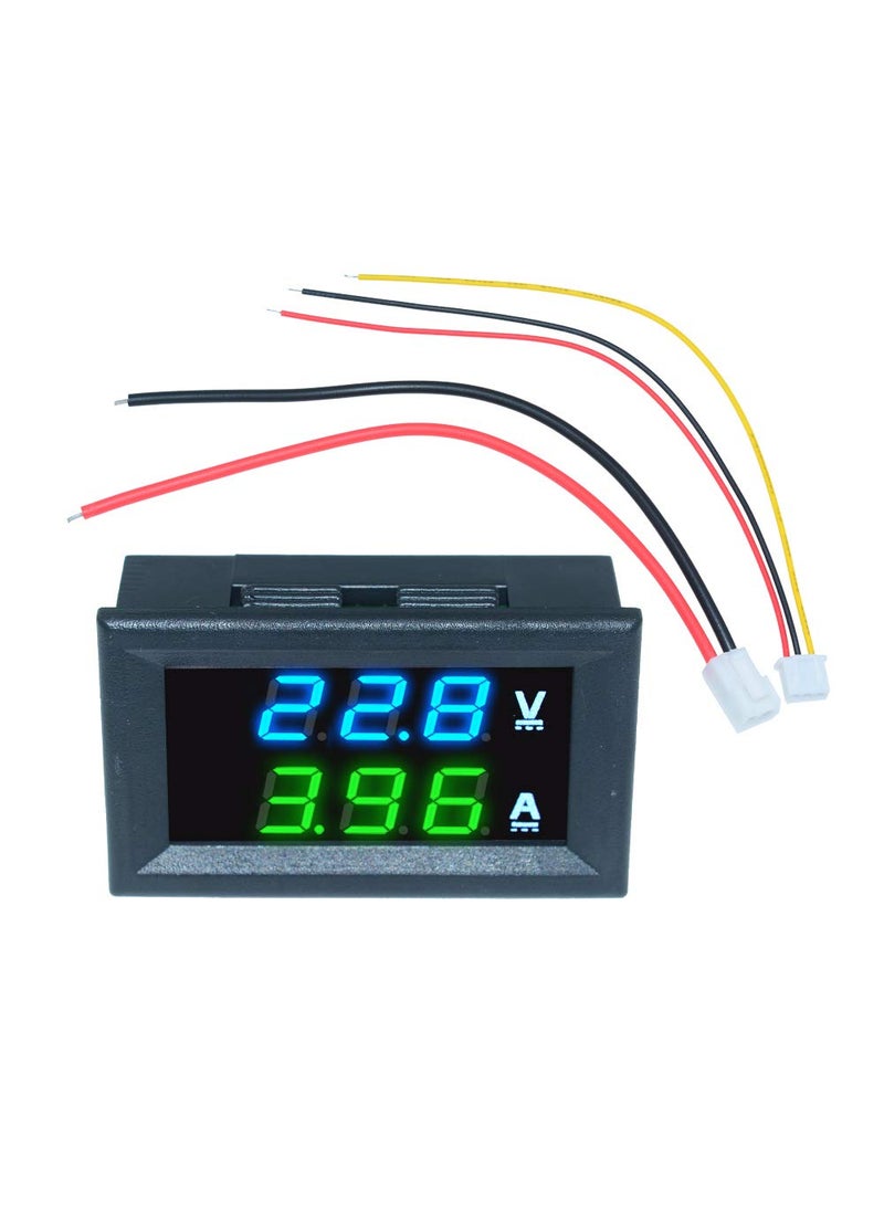 diymore diymore 5PCS 0.28" Volt Amp Meter Digital Voltmeter Ammeter DC 100V 10A Waterproof Dual Display Current Voltage Meter Mini Ammeter Voltmeter 3 Bits Dual LED Display Panel(Blue-Green)  - Image 2
