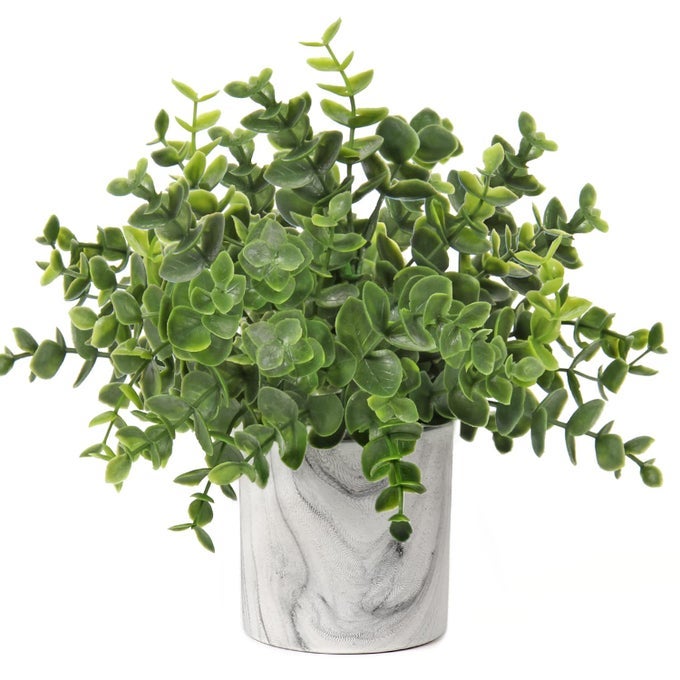 FAUX PLANTS INDOOR ARTIFICIAL MINI POTTED PLANTS PLASTIC GREEN PLANT SMALL FAKE PLANTS EUCALYPTUS DECOR IN POTS FOR HOME TABLE ROOM BATHROOM DECOR