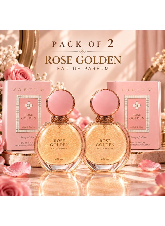 إنفلوانس جيرماني عطر روز جولدن او دو بارفان، زجاجة 60 مل، عبوة من قطعتين - Image 1