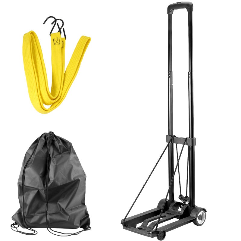 HOZEON HOZEON Folding Hand Truck 55 Lbs 25 KG Heavy Duty Solid Construction Utility Cart with 2 Wheels Bonus Bungee CordLightweight Compact Portable Fold Up Dolly for Luggage Travel Black 