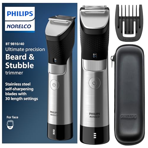 Norelco Philips Series 9000, Ultimate Precision Beard and Hair Trimmer with Beard Sense Technology for an Even Trim, BT9810/40 - Image 1
