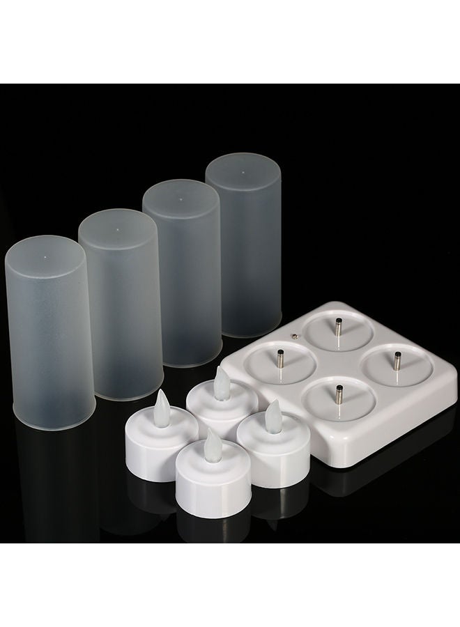 NIBEMINENT 4 Piece Rechargeable LED Candles Lights With Remote Control Frosted Cups White 0.37kg - Image 2