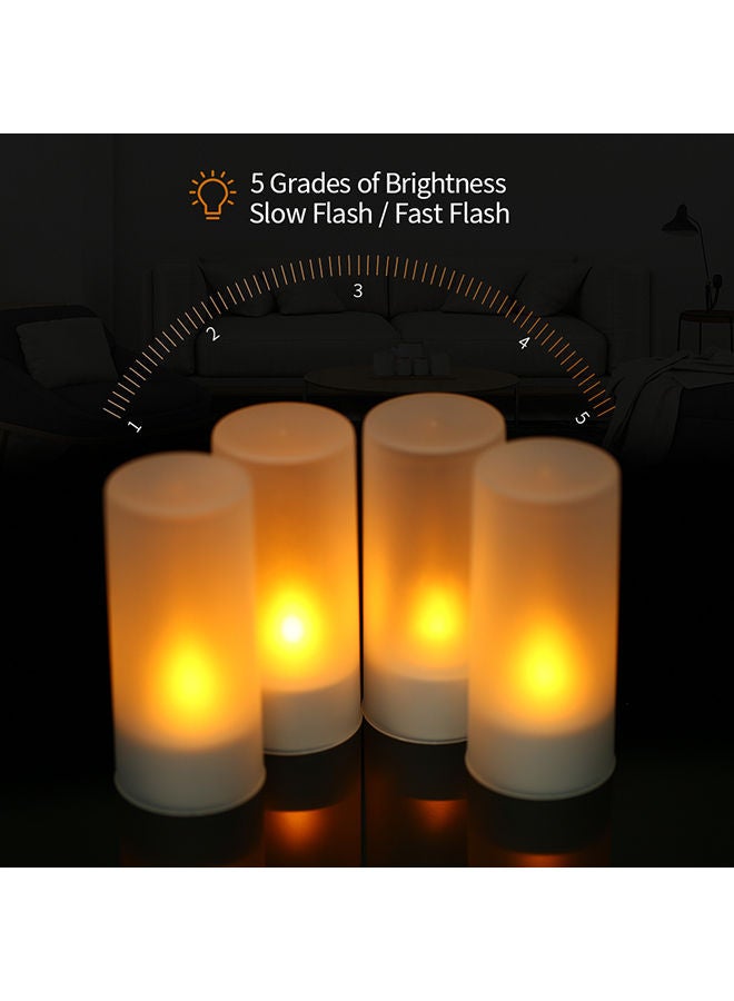 NIBEMINENT 4 Piece Rechargeable LED Candles Lights With Remote Control Frosted Cups White 0.37kg - Image 3