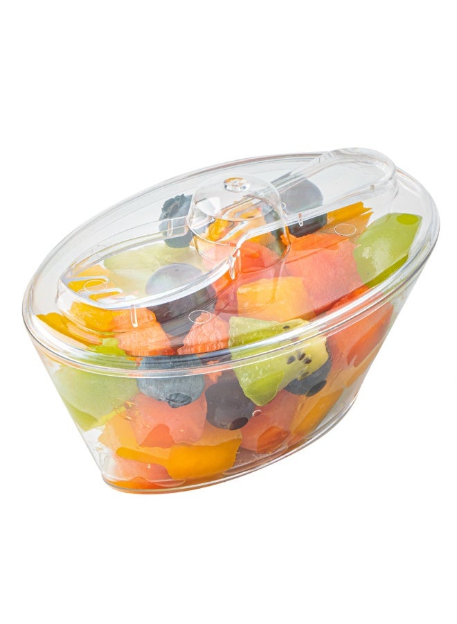 Restaurantware Deli Cup, Fruit Cup, Retail Cup with Lid and Spork - Oval - 4 oz - Premium Plastic - 100ct Box - Image 2