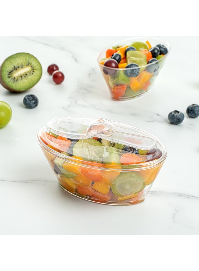 Restaurantware Deli Cup, Fruit Cup, Retail Cup with Lid and Spork - Oval - 4 oz - Premium Plastic - 100ct Box - Image 3