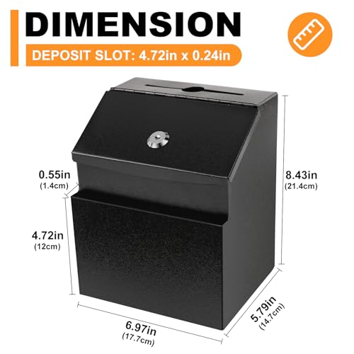 LINSIRON Suggestion Box with Slot and Lock Metal 8.4 x 5.8 x 7.0 inch Built-In Storage Compartment with Magnetic Sign Holder 50 Suggestion Cards Tip Jar Ballot Voting Prayer Comment Mailbox Teacher - Image 5
