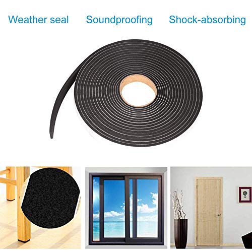 YIJUHOU Seal Foam Tape,1/2 Inch W x 1/8 Inch T Weather Stripping for Door and Window,High Density Single Sided Closed Cell Door Insulation Weather Strip, 3 Rolls Total 50FT Black - Image 5