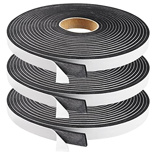 YIJUHOU Seal Foam Tape,1/2 Inch W x 1/8 Inch T Weather Stripping for Door and Window,High Density Single Sided Closed Cell Door Insulation Weather Strip, 3 Rolls Total 50FT Black - Image 1