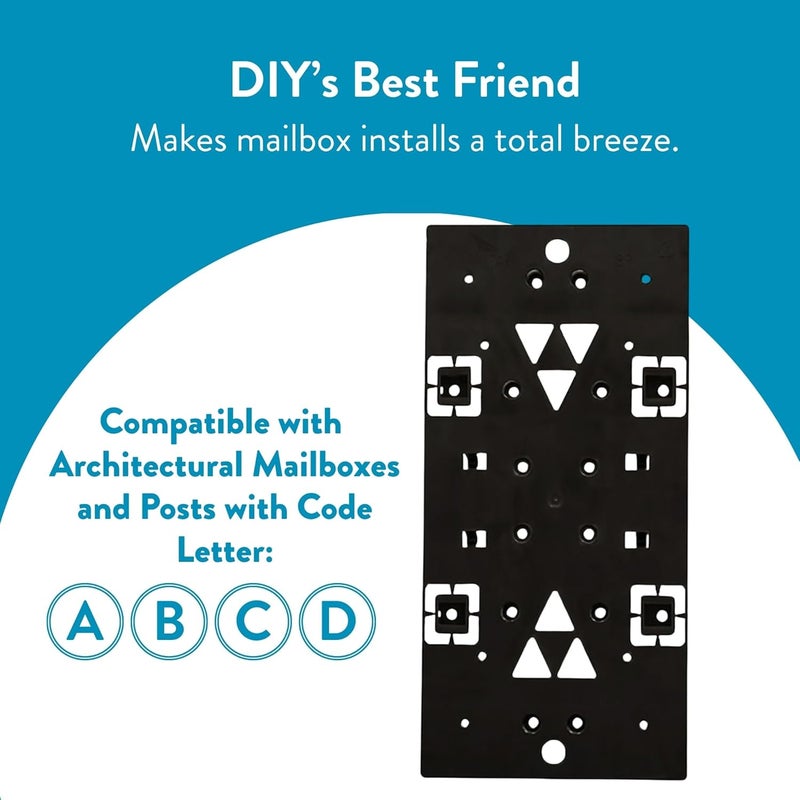 ARCHITECTURAL MAILBOXES PLMB06AM Plastic Bracket Mailbox Mounting Board, Black - Image 1