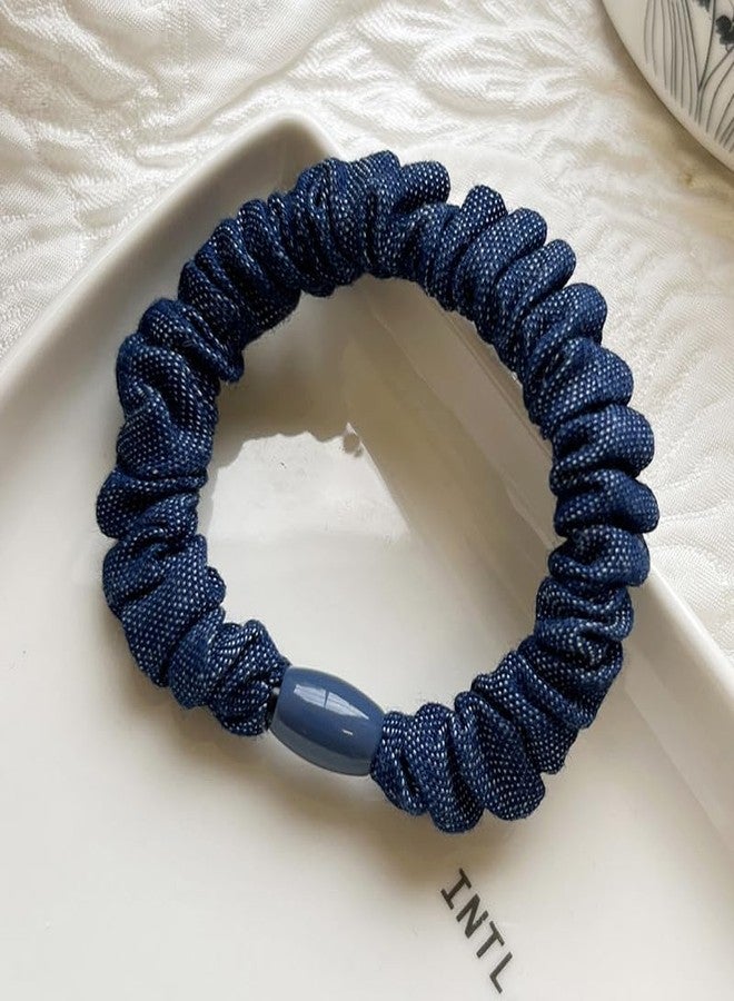 BBTDIN Blue Jean Hair Scrunchies Blue Denim Hair Ring Tie Denim Hair Scrunchies Tie BW23 (4 Pcs-Set) - Image 4