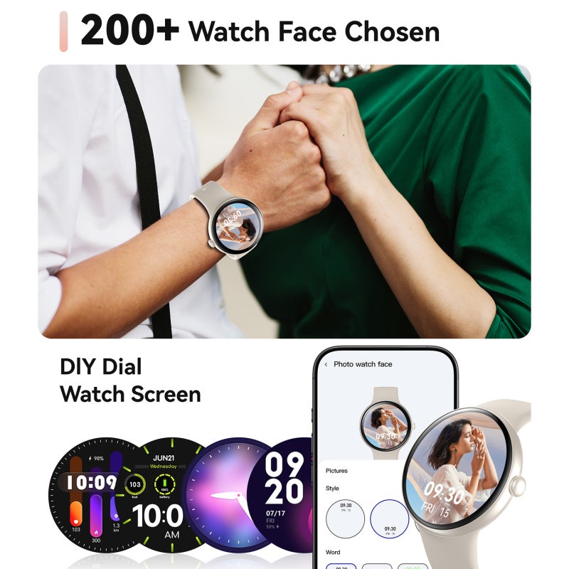 Smartwatch 1.43-Inch HD AMOLED Display 24/7 Accurate Health Monitor Fitness Tracker - IP68 Waterproof 100+ Exercise Modes Curved Elegant Design for Android iOS Users - Image 5