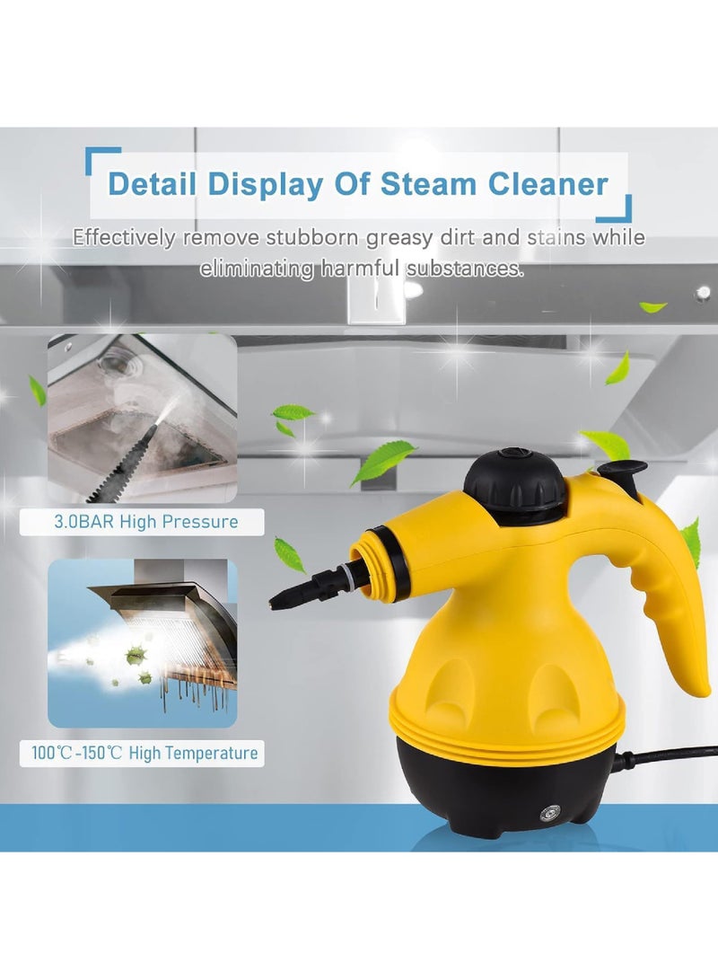 Rock Pow Portable Handheld Steam Cleaner 1000W Multifunctional High Temperature Pressurized Steam Cleaning Machine with 9PCS Accessory for Kitchen Sofa Bathroom Car Window,2 Nylon and 1 Copper Brush - Image 3
