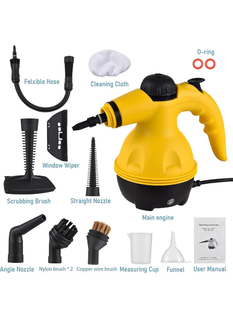 Rock Pow Portable Handheld Steam Cleaner 1000W Multifunctional High Temperature Pressurized Steam Cleaning Machine with 9PCS Accessory for Kitchen Sofa Bathroom Car Window,2 Nylon and 1 Copper Brush - Image 5