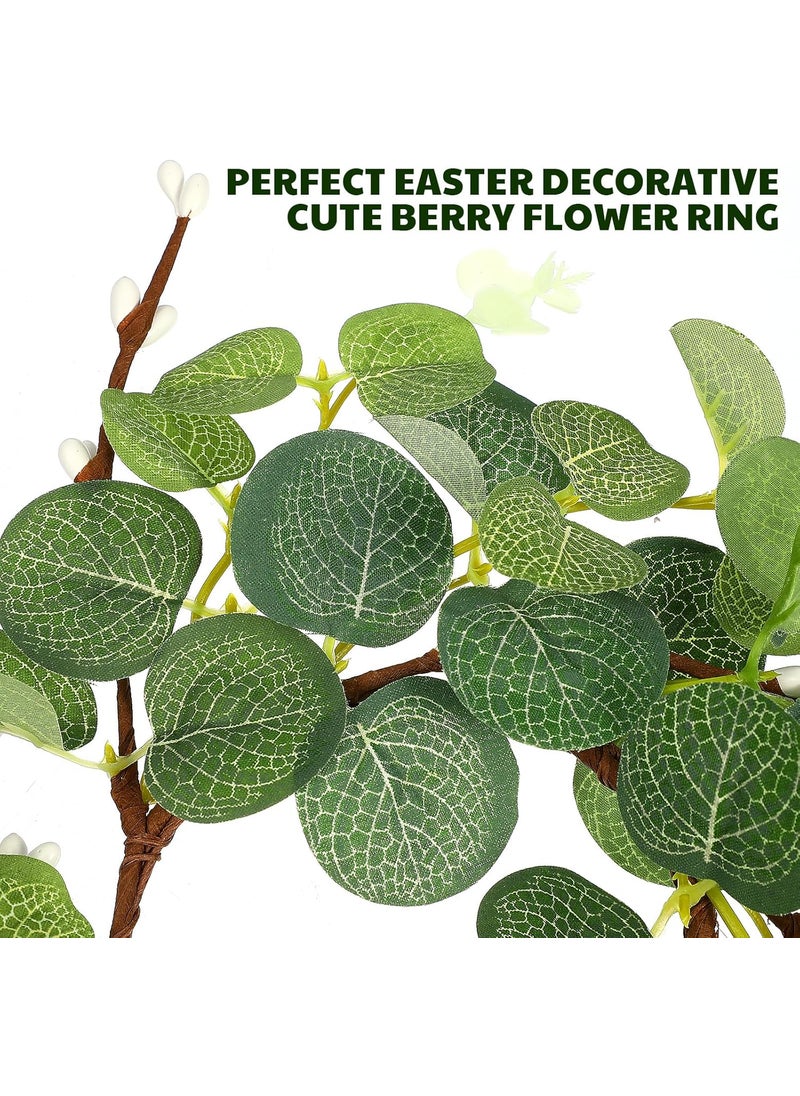 Healeved 2Pcs Eucalyptus Wreath Candle Rings Decorative Candle Wreaths Floral Candle Holder Nordic Wreath Centerpiece Table Decor Eucalyptus Candle Ring Easter Wreaths  - Image 3