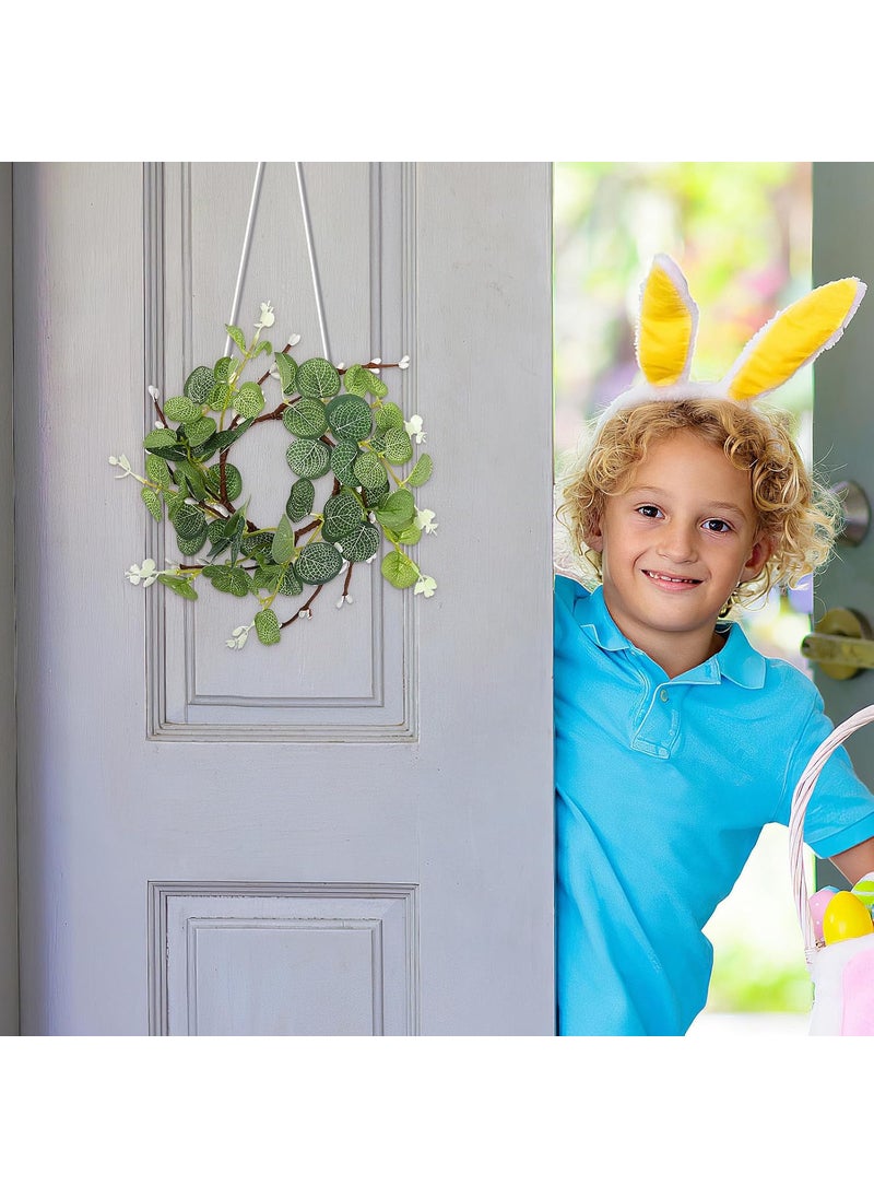 Healeved 2Pcs Eucalyptus Wreath Candle Rings Decorative Candle Wreaths Floral Candle Holder Nordic Wreath Centerpiece Table Decor Eucalyptus Candle Ring Easter Wreaths  - Image 2