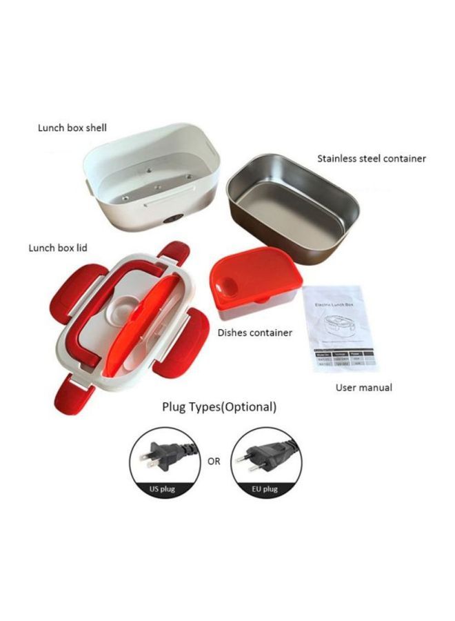 Loquat Portable Electric Heating Lunch Box White/Red 238x170x108mm - Image 5