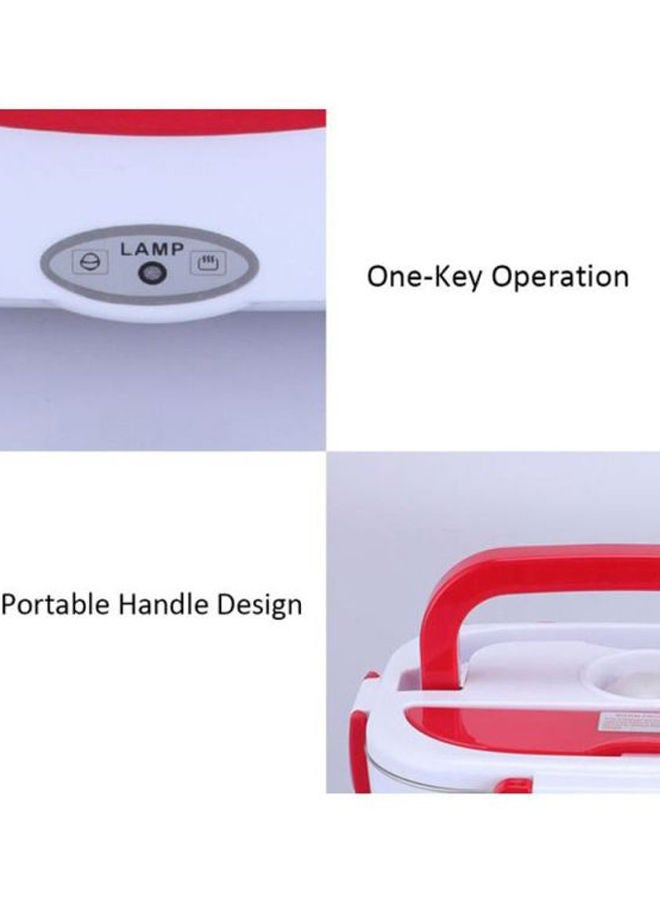 Loquat Portable Electric Heating Lunch Box White/Red 238x170x108mm - Image 4
