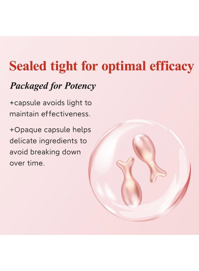 HKH سيروم الريتينول للوجه - سيروم مضاد للتجاعيد مع فيتامين C وفيتامين E، كبسولة فيت A مع الكولاجين للنساء، يقلل من الخطوط الدقيقة، يشد البشرة، يرطب، مناسب للسفر (38 حبة) - Image 5