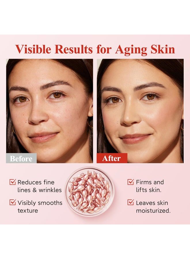 HKH سيروم الريتينول للوجه - سيروم مضاد للتجاعيد مع فيتامين C وفيتامين E، كبسولة فيت A مع الكولاجين للنساء، يقلل من الخطوط الدقيقة، يشد البشرة، يرطب، مناسب للسفر (38 حبة) - Image 4