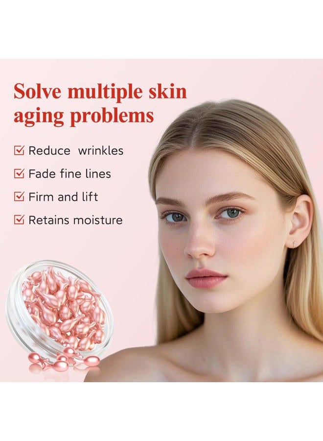 HKH سيروم الريتينول للوجه - سيروم مضاد للتجاعيد مع فيتامين C وفيتامين E، كبسولة فيت A مع الكولاجين للنساء، يقلل من الخطوط الدقيقة، يشد البشرة، يرطب، مناسب للسفر (38 حبة) - Image 2