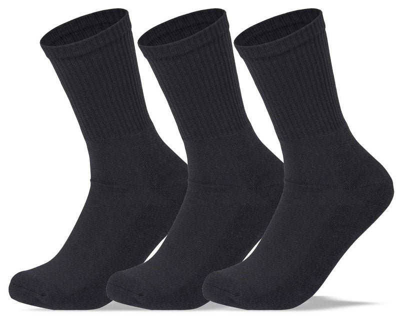 SAM SOCKS Women Set of 3 Half Terry Sport Socks Plain Black 36-40 EU - Image 1