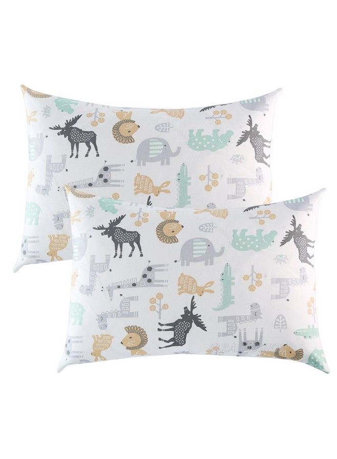 IBraFashion Toddler Pillowcases 2 Packs 14X19 For 13X18 12X16 Pillow 100% Cotton Wild Animals Printings Set Of 2  - Image 1