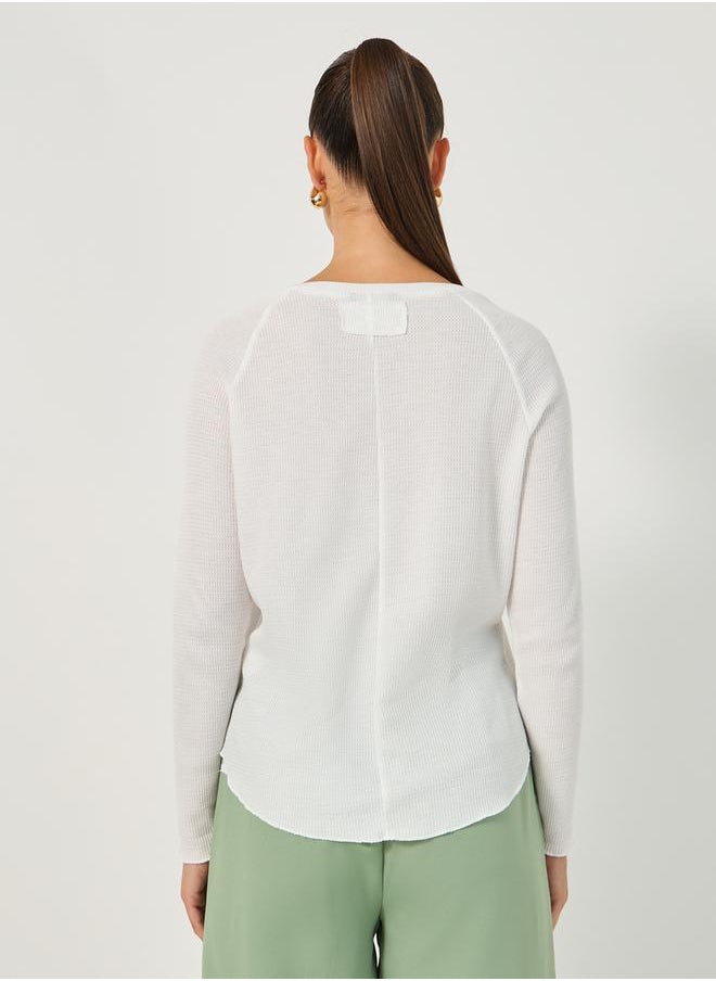 Styli - Waffle Knit Long Sleeve T-Shirt - Image 1