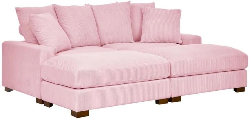 Comfynest أريكة كوردوروي وردية 86 بوصة - Image 3