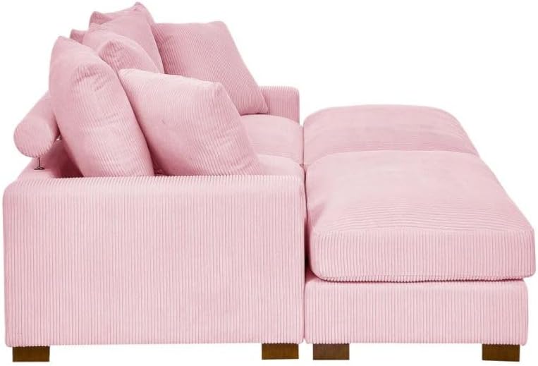 Comfynest أريكة كوردوروي وردية 86 بوصة - Image 5