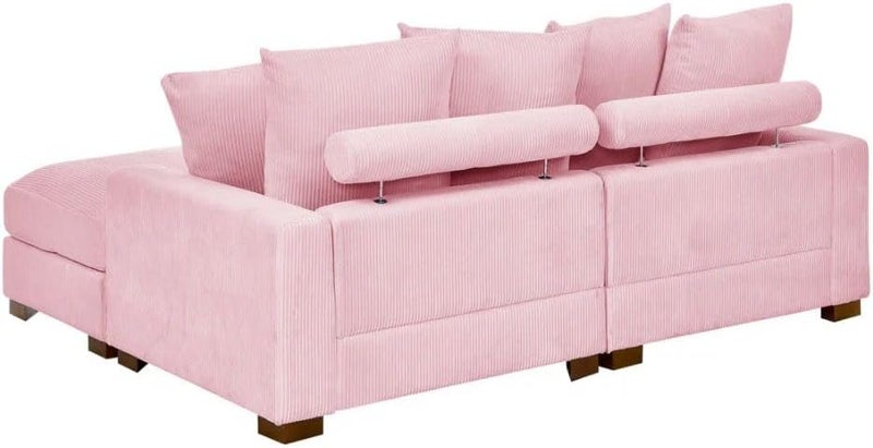 Comfynest أريكة كوردوروي وردية 86 بوصة - Image 4