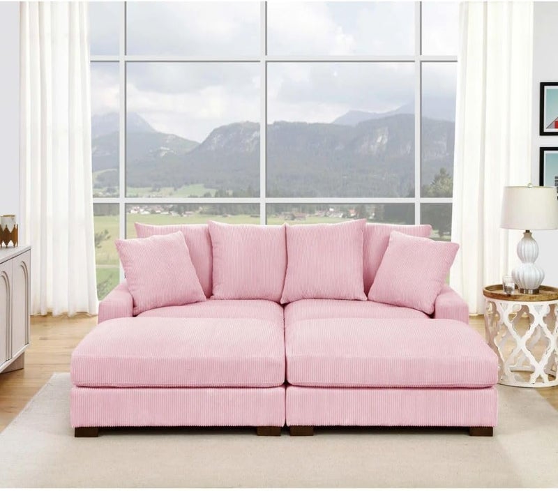 Comfynest أريكة كوردوروي وردية 86 بوصة - Image 1