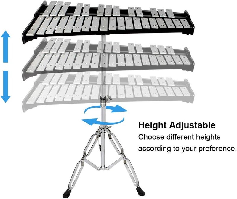 ENNBOM 32 Notes Glockenspiel Kit Xylophone Bell Percussion Instrument Set with Adjustable Stand Mallets and Carrying Bag - Image 3