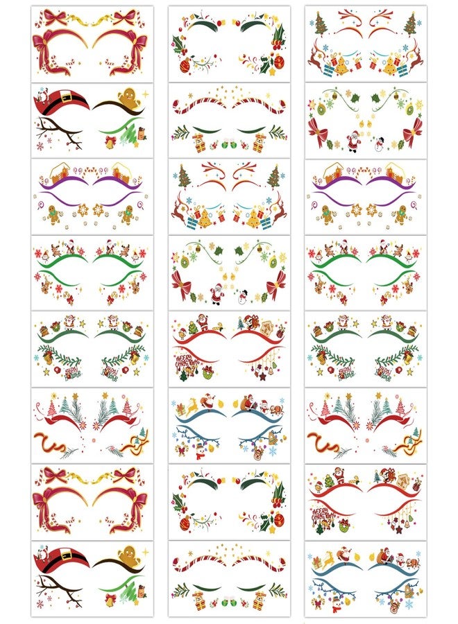 Metuu 24 Pairs Christmas Eyeliner Temporary Tattoos for Adults and Kids, Glitter Eyes Tattoos for Christmas Makeup, Waterproof Golden Santa, Christmas trees, Holly, Snowman Face Tattoos for Christmas Gift - Image 2