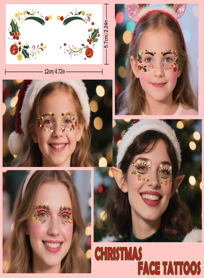 Metuu 24 Pairs Christmas Eyeliner Temporary Tattoos for Adults and Kids, Glitter Eyes Tattoos for Christmas Makeup, Waterproof Golden Santa, Christmas trees, Holly, Snowman Face Tattoos for Christmas Gift - Image 3