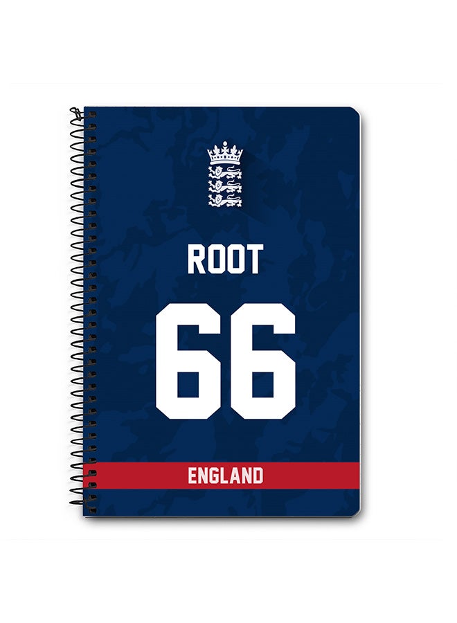 Stylizedd Designer A5 Spiral Notebook Memo Notepad Journal Player - Joe Root, Jersey Number -66 (With Logo) - Image 1