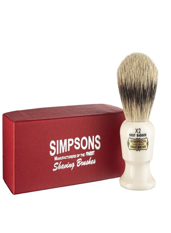 Simpson Shaving Brushes Commodore Best Badger Brush- Simpson Shaving Brushes - Faux Ivory Handle (X2 Best) - Image 1
