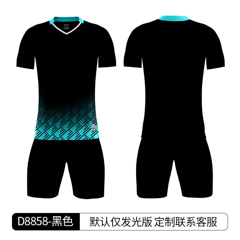 Generic Summer New Mens and Childrens Football Clothes suit Primary School Students Outdoor Running Sports Quick-drying Jersey Womens Training Team Clothes D8858-Black 