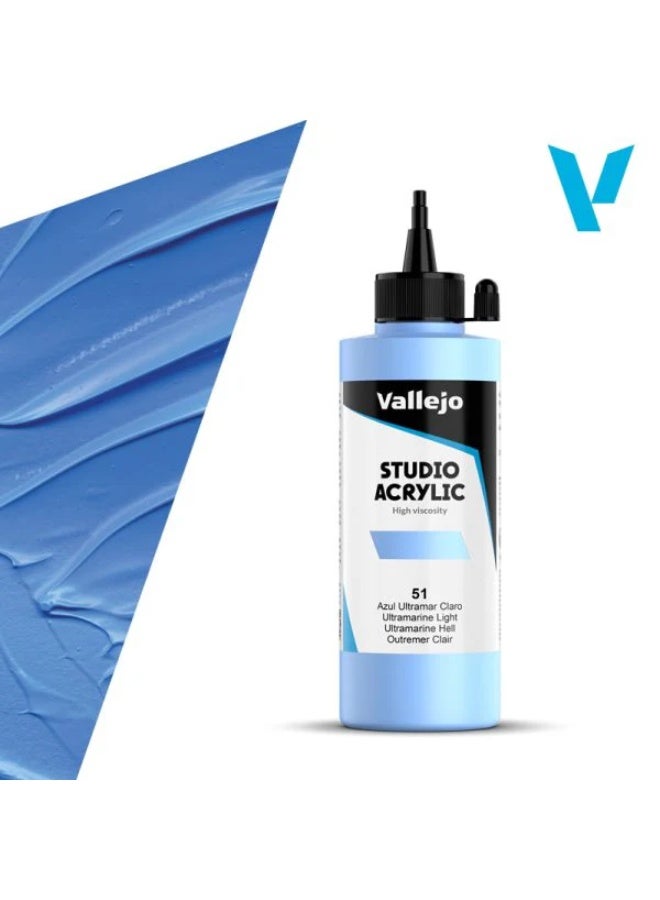 فاليجو طلاء أكريليك ستوديو، لون أزرق فاتح، 200 مل، رقم 51 - لون فني احترافي