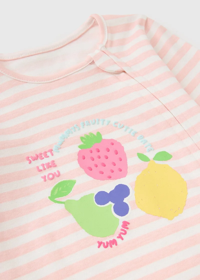 ماتلان Baby Pink Fruit Footless Sleepsuit