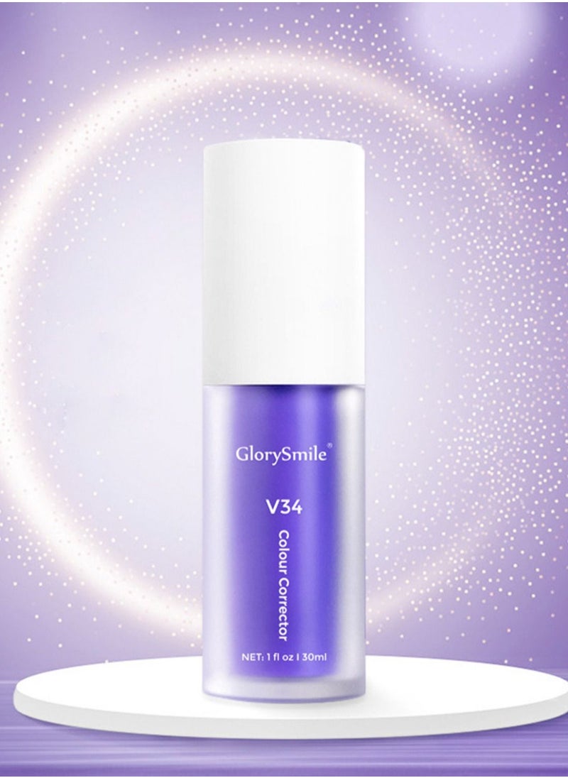 GlorySmile V34 Teeth Color Corrector Fast Effective Brighten Cleaning Teeth Anticavity Dental Daily Care Teeth Whitening Serum for Teeth Color Corrector Change Yellow Teeth and Remove Tooth Stains (Purple)  - Image 2