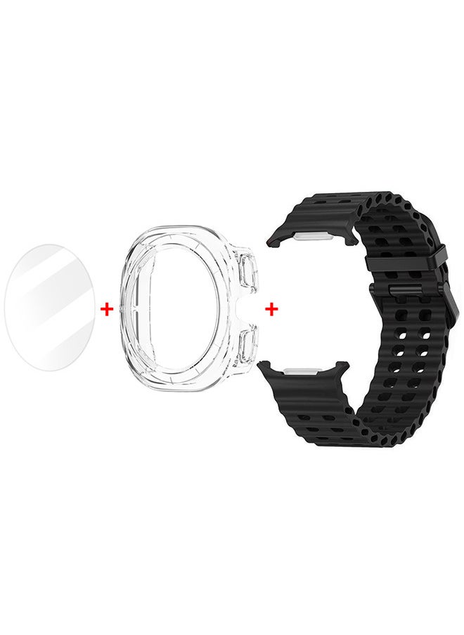 CATANES (for Samsung Galaxy Watch 7 Ultra) 3 Packs Silicone Band, Case and Screen Protector, Soft Ocean Silicone Sport Strap Replacement Accessory  - Image 3